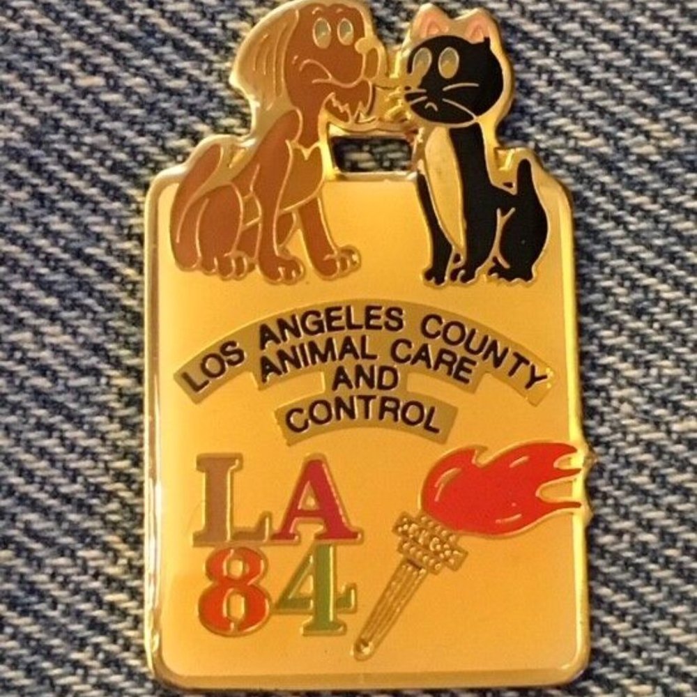 1984 Olympic Pin ~ LA 84 ~ Los Angeles County Animal Care and Control ~ Dog~Cat